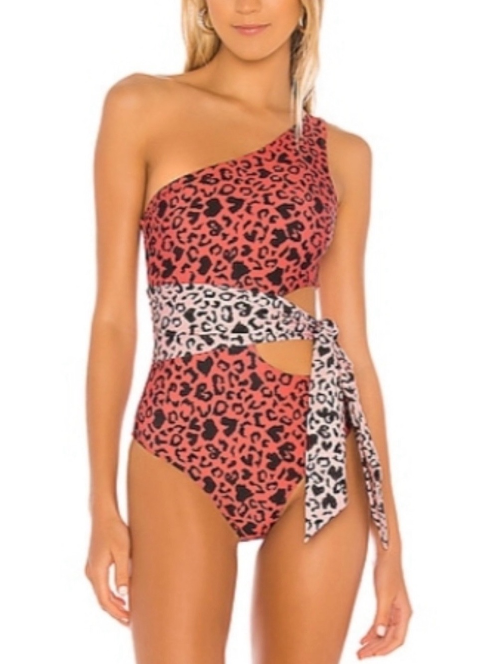 NEW BEACH RIOT Rae One Piece Swimsuit Baby Pink Love Red XL